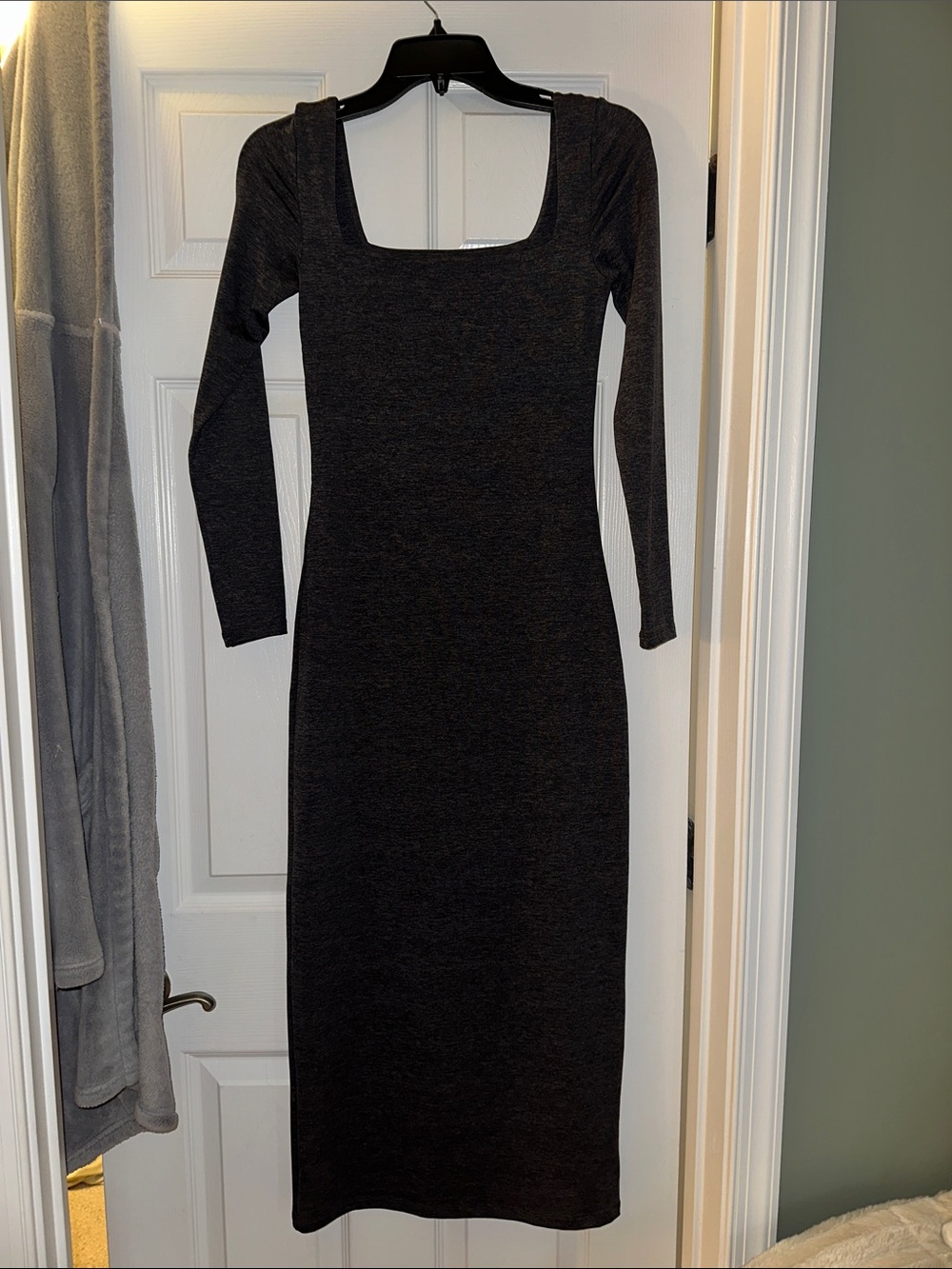 Aritzia Long Sleeve Square Neck Bodycon Dress - Gray